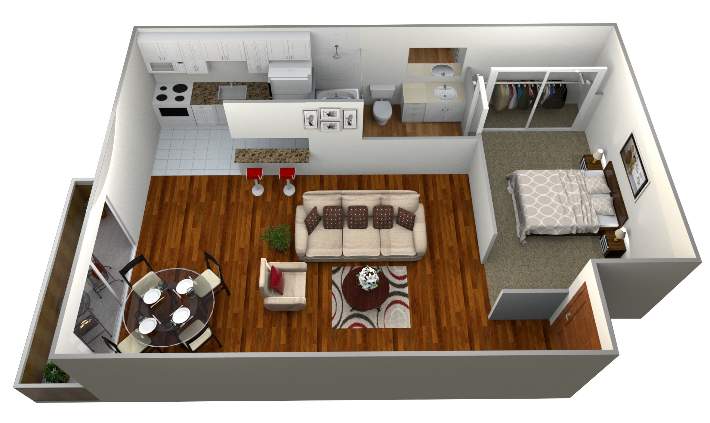 1 Bedroom Plan B Floor Plan 3